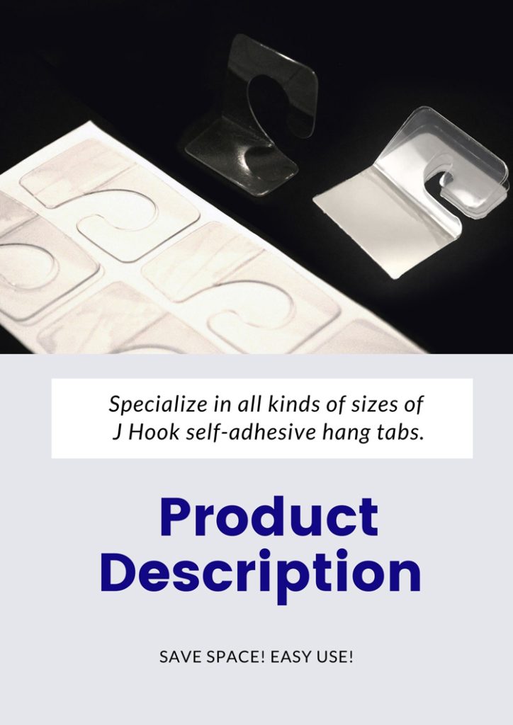 hot melt j Hook Hang Tab for Hanging