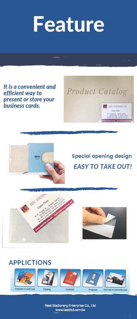 adhesive business card pocket for presentation